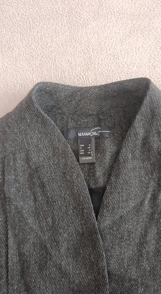 Gri Keten Kemerli Hamile Midi Elbise - Görsel 3