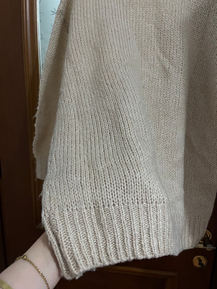 Bej Oversize Triko Kazak — görsel 3/5