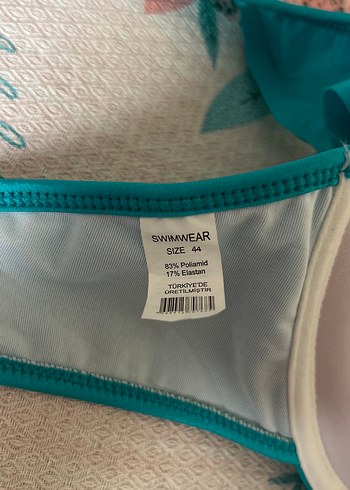44 Beden Parlak Turkuaz Fırfırlı Bikini Üstü