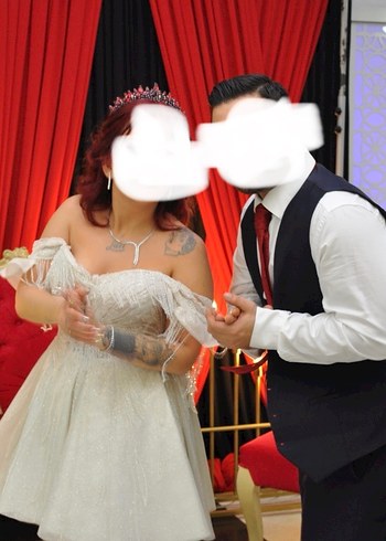 Diğer İnci Detayli Dantel Mini Gelinlik After Elbisesi