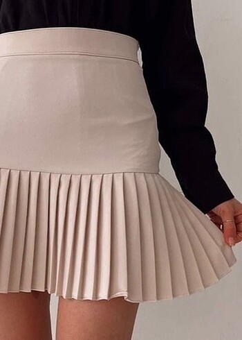 H&M Pileli bej renk etek