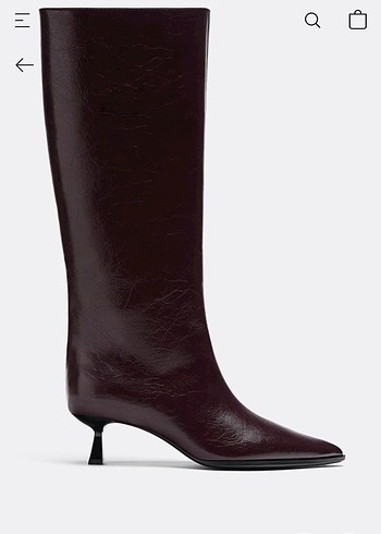 Bordo Deri Stiletto Topuklu Kadın Çizme - Görsel 2