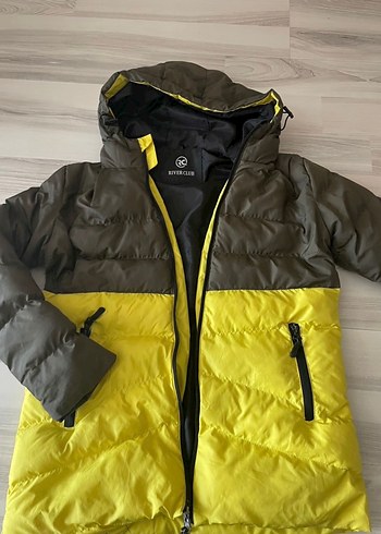 Sarı Gri Kapüşonlu Erkek Çocuk Mont
