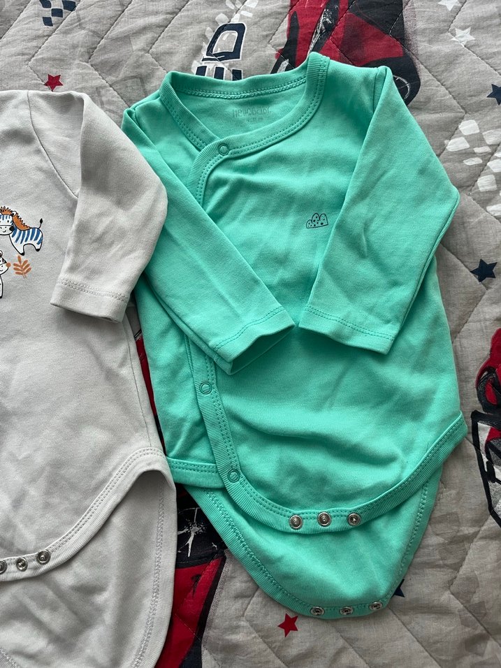 Uzun Kollu Gri Nakışlı Bebek Body - Görsel 2