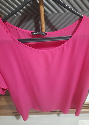 Pembe Saten Görünümlü Salaş Bluz