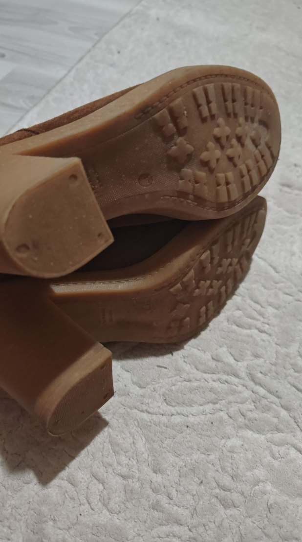 Kahverengi Süet Kadın Topuklu Bot - Görsel 4