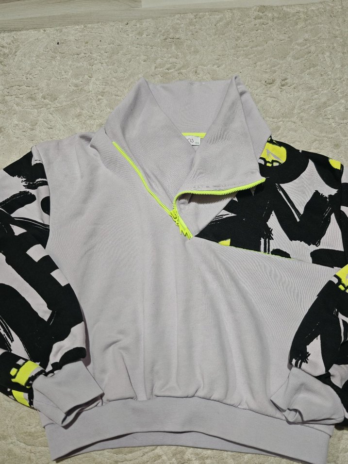 Lila  Yarım Fermuarlı Baskılı Kadın Sweatshirt - Görsel 2