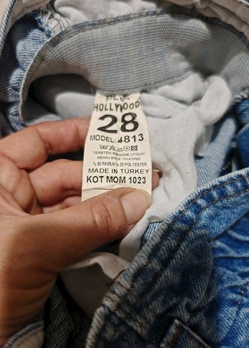 Düğmeli Kadın Mavi Denim Midi Pantolon - Görsel 3