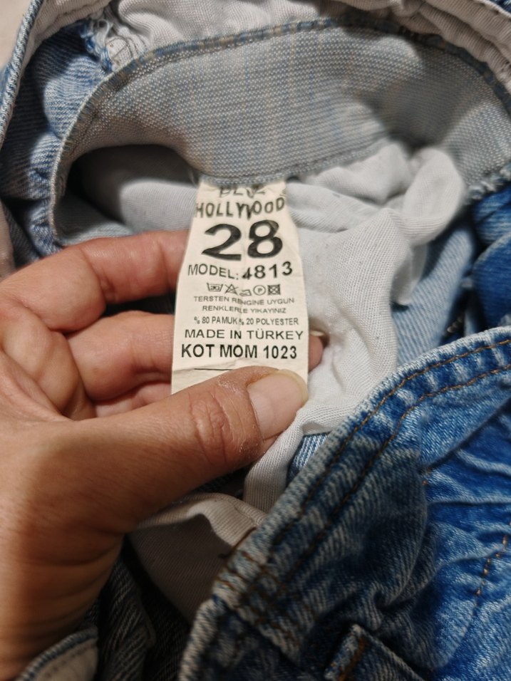 Düğmeli Kadın Mavi Denim Midi Pantolon - Görsel 3