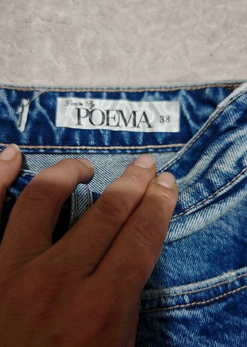 Yırtık Detaylı Kadın Mavi Denim Pantolon - Görsel 2