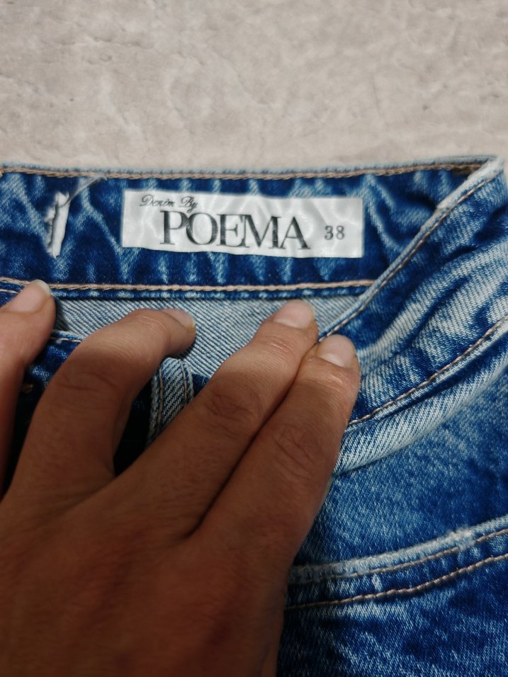Yırtık Detaylı Kadın Mavi Denim Pantolon - Görsel 2