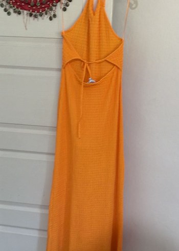 Turuncu Uzun Örme Bohem Elbise - Görsel 3