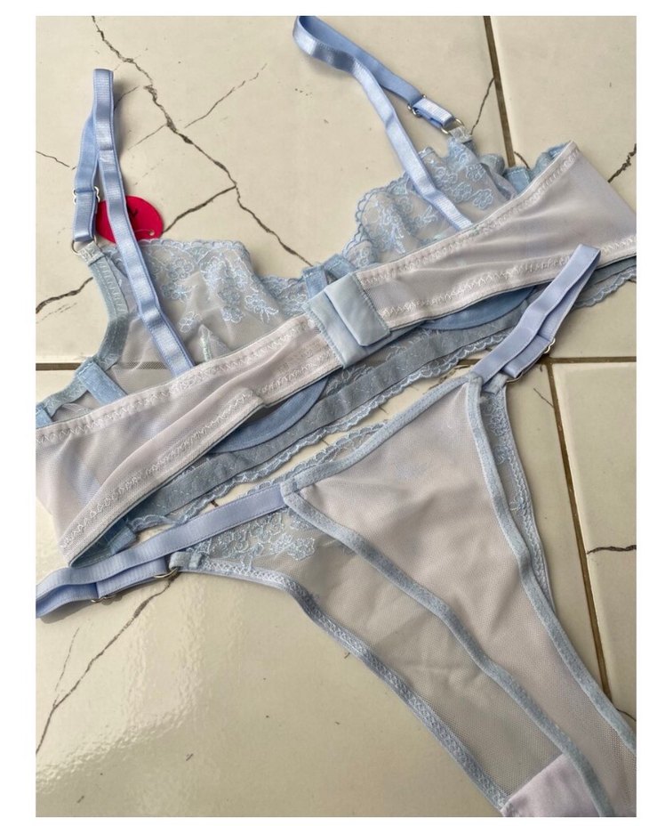 Nakışlı Mavi Mini Bohem Sütyen - Görsel 3