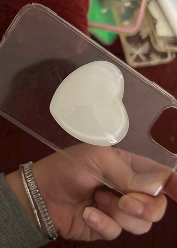 Şeffaf Telefon Kılıfı Beyaz Kalp Detaylı iphone 11 uyumlu sararm - Görsel 5