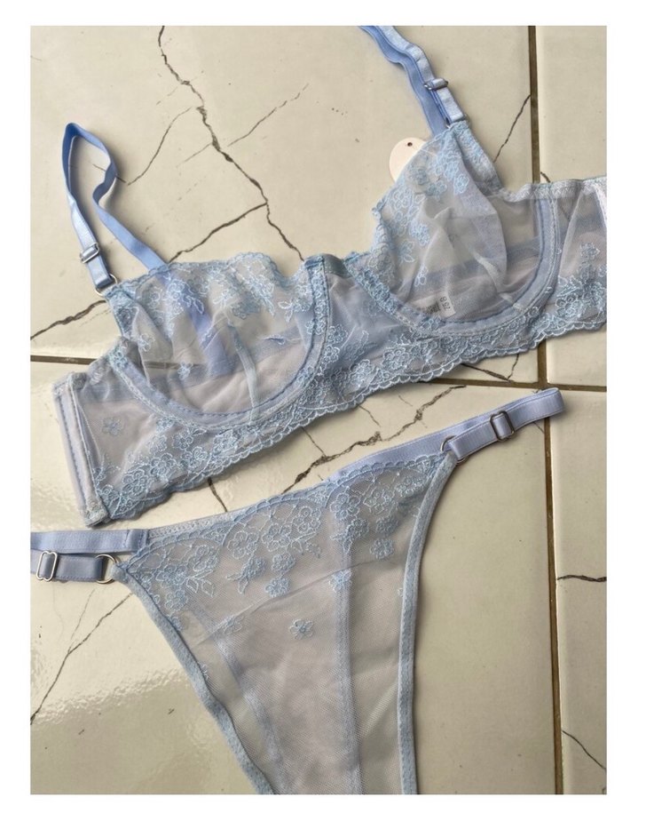 Nakışlı Mavi Bohem Mini Sütyen - Görsel 2