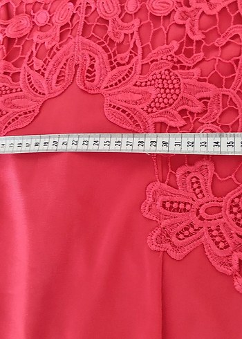 Dantel Detaylı Pembe Midi Abiye Elbise - Görsel 5