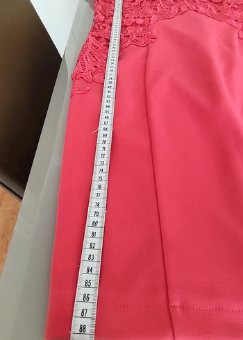 Dantel Detaylı Pembe Midi Abiye Elbise - Görsel 6