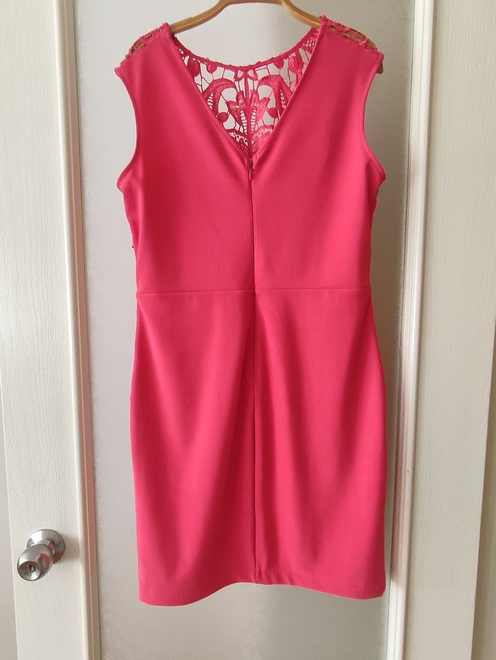 Dantel Detaylı Pembe Midi Abiye Elbise - Görsel 3