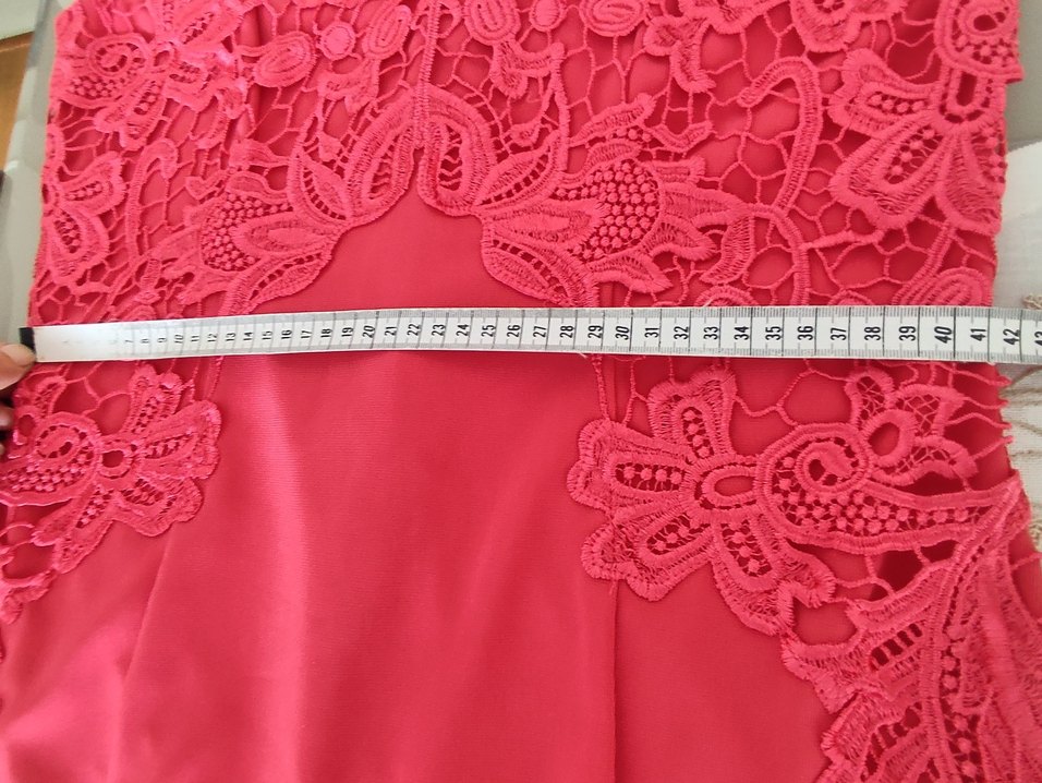 Dantel Detaylı Pembe Midi Abiye Elbise - Görsel 5