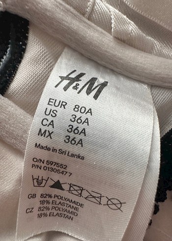 H&M Siyah Beyaz Minimal Sutyen