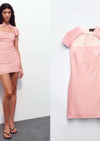 Pembe pötikare elbise ZARA