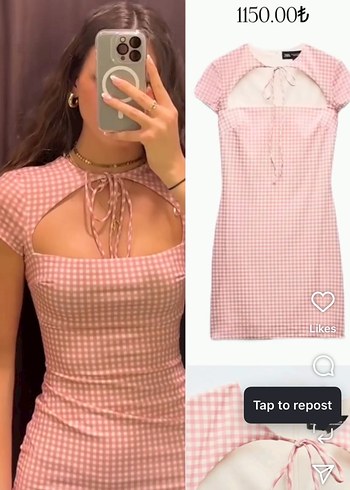 Zara Pembe pötikare elbise ZARA