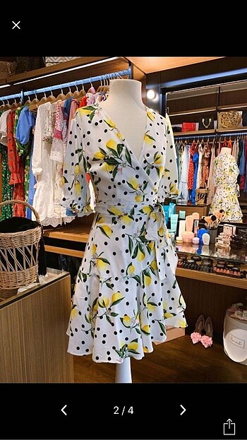 Zara Limon desenli elbise