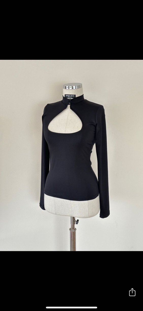 Siyah Uzun Kollu Strappy Monokini - Görsel 2