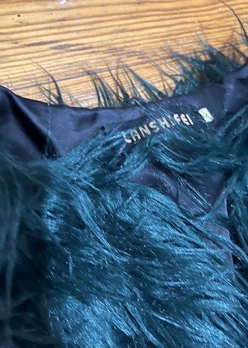 Zümrüt yeşili kürk Kadın Midi Ceket - Görsel 4