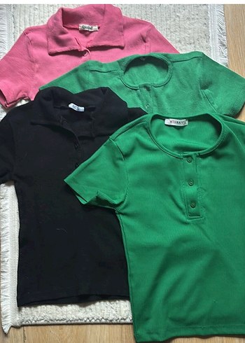 Diğer Canli Renkli Kisa Kollu Polo Tisortler 4lu