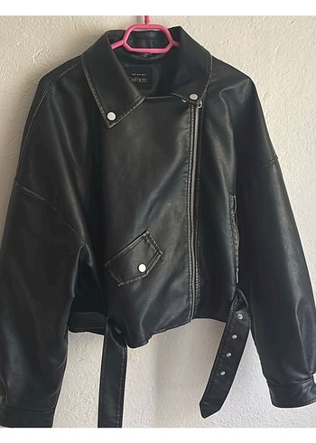 Defacto Siyah Deri Biker Ceket