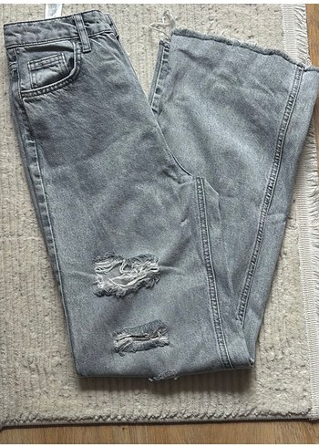 Defacto Yikamali Acik Gri Yirtik Denim Jean Defacto
