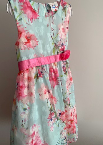 Çiçek Desenli Kemerli Kız Elbisesi - Görsel 6