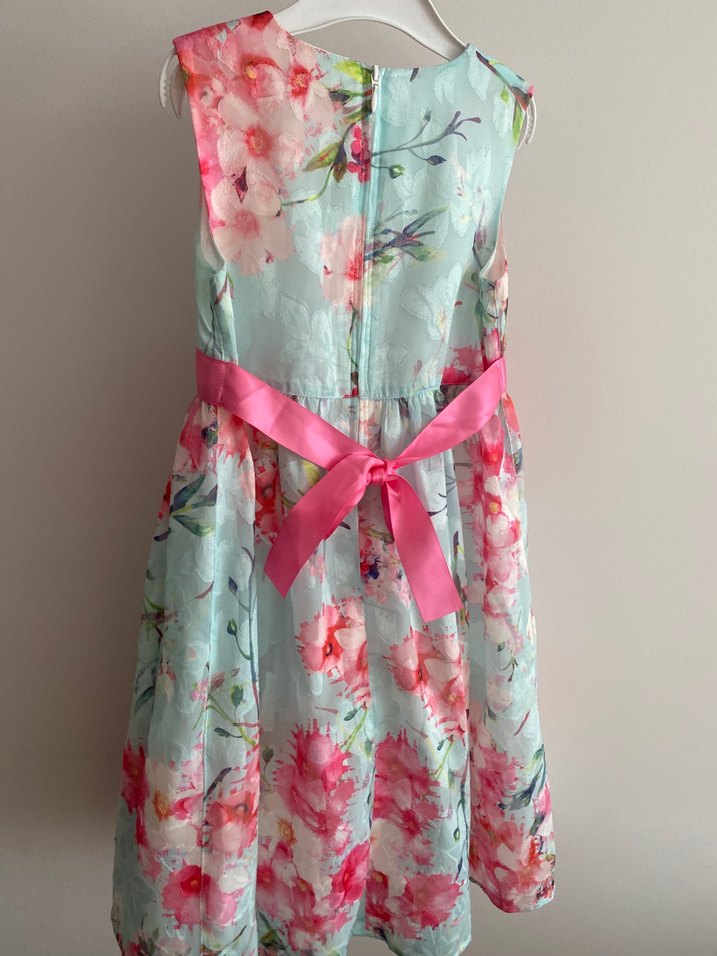 Çiçek Desenli Kemerli Kız Elbisesi - Görsel 5