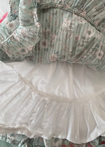 7 Yaş Beden Kız Çocuk Pastel Turkuaz Renkli Fırfırlı Elbise