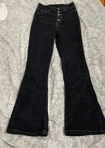 Diğer Retro Siyah Yuksek Bel Denim Pantolon
