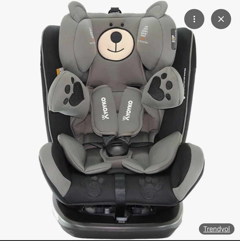 Gri Ayıcık Desenli Çocuk Oto Koltuğu - Görsel 3