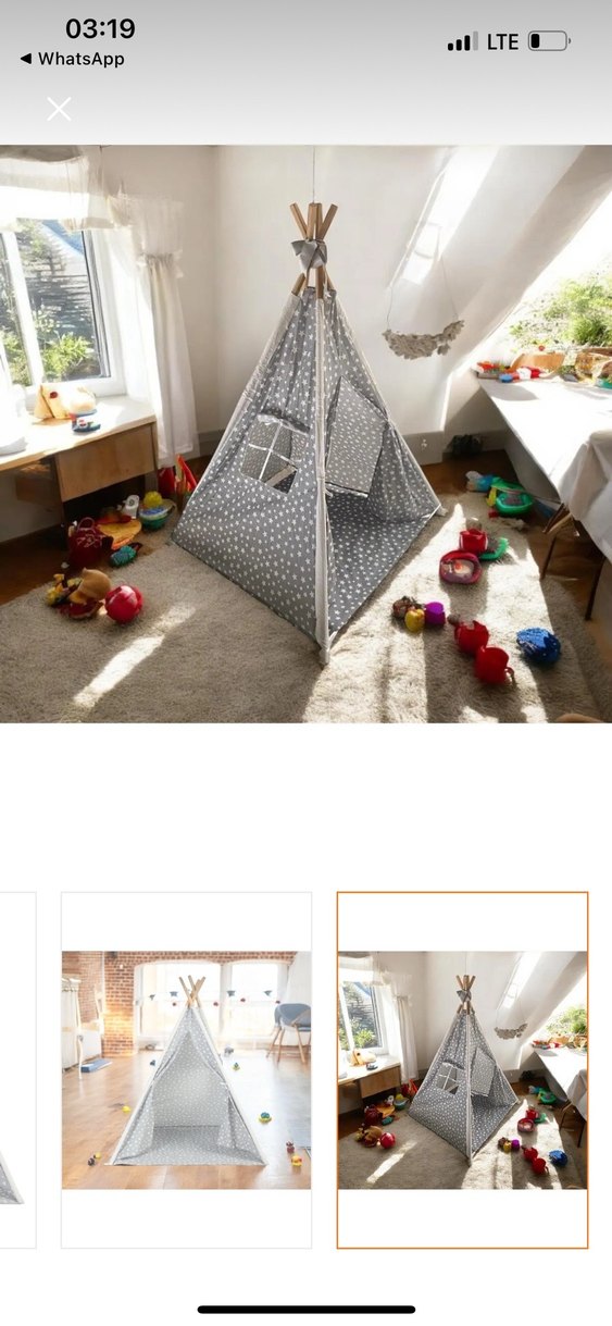 Gri Yıldız Desenli Çocuk Oyun Çadırı - Görsel 3