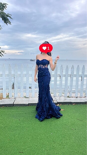 Lacivert abiye - Görsel 2