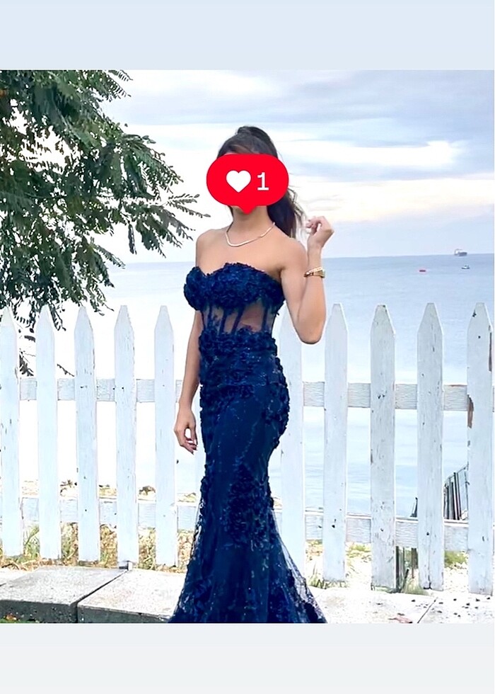 Lacivert abiye - Görsel 3