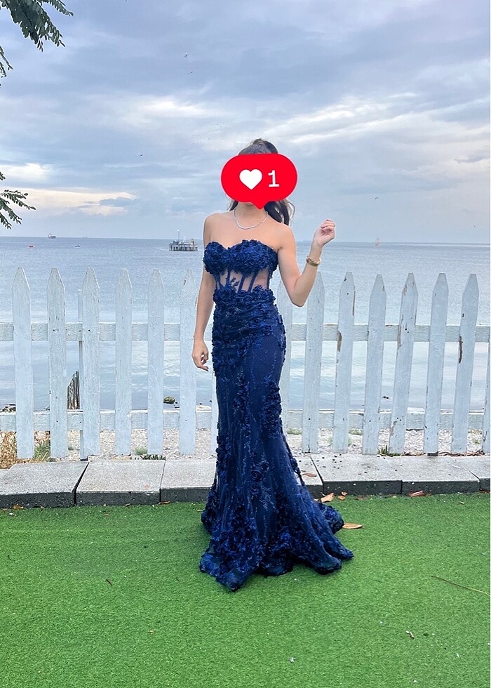 Lacivert abiye - Görsel 2