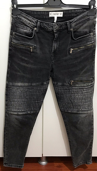 38 Beden gri Renk Mango biker jean