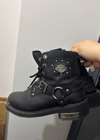 Harley Davidson Siyah Deri Kadin Botu