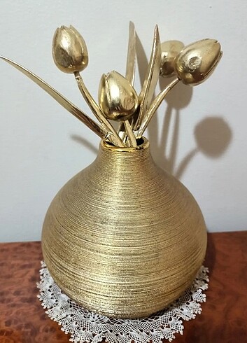 Vintage Altın varaklı Vazo
