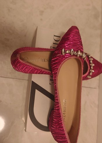 Pullu Pembe Dolgu Topuklu Abiye Ayakkabı - Görsel 6