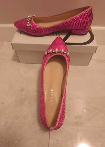 Pullu Pembe Dolgu Topuklu Abiye Ayakkabı - Görsel 4