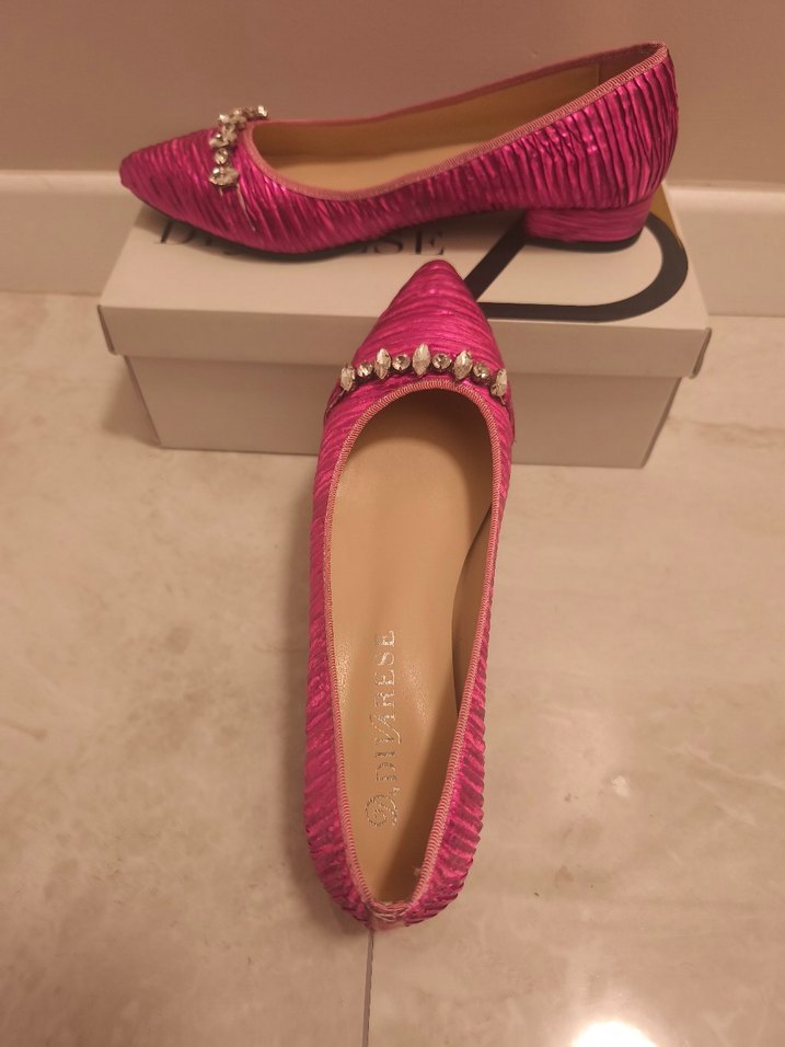 Pullu Pembe Dolgu Topuklu Abiye Ayakkabı - Görsel 4