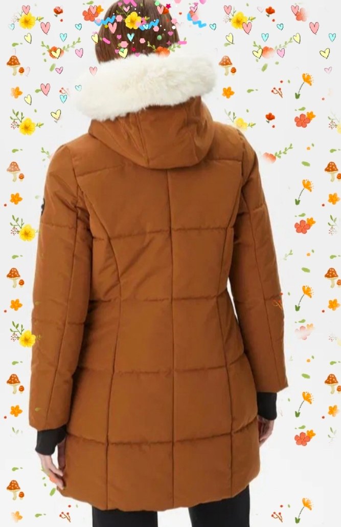 Kahverengi Kürklü Kadın Kışlık Mont - Görsel 5