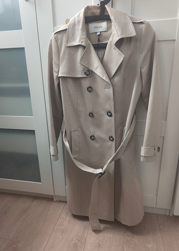 Bej, Kemerli Midi Kadın Trençkot - Görsel 2