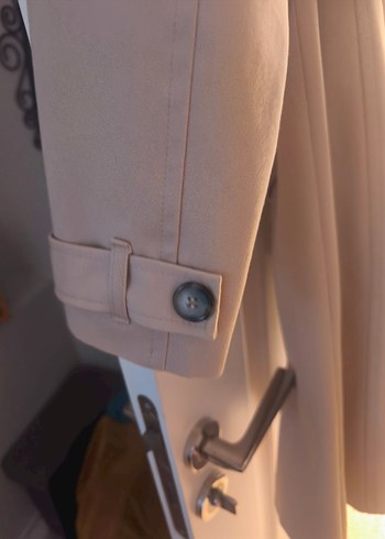 Bej, Kemerli Midi Kadın Trençkot - Görsel 7